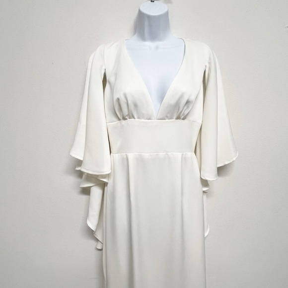Christopher Paunil Womens Cream Elle A-Line Boatneck Wedding Gown Size 8 - Picture 4 of 10